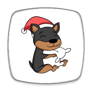 Pinscher Hund Tier Weihnachten - Viereckiger Kühlschrankmagnet - Weiß - Vorne