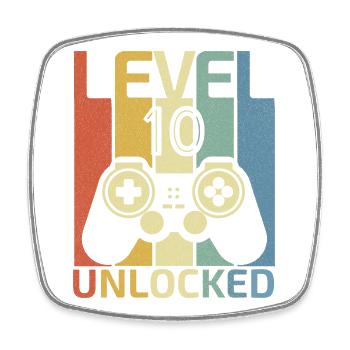 Niveau 10 Débloqué Funny Video Gamer 10Th Birthday - Magnet carré - blanc - Devant