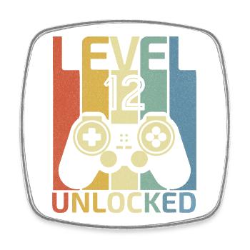 Level 12 Unlocked Funny Video Gamer 12Th Birthday - Square fridge magnet - white - Front