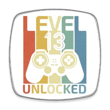 Level 13 freigeschalteter lustiger Videospieler zum 13. Geburtstag - Viereckiger Kühlschrankmagnet - Weiß - Vorne