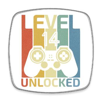 Level 14 freigeschalteter lustiger Videospieler zum 14. Geburtstag - Viereckiger Kühlschrankmagnet - Weiß - Vorne