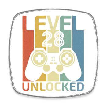 Level 28 Unlocked Funny Video Gamer 28Th Birthday - Square fridge magnet - white - Front