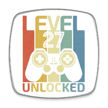 Level 27 Unlocked Funny Video Gamer 27Th Birthday - Square fridge magnet - white - Front