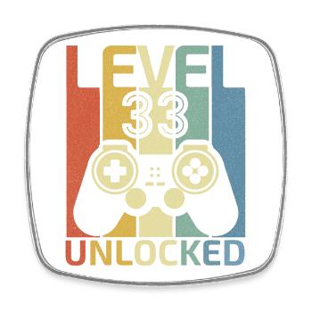 Level 33 freigeschaltet Lustiger Videospieler 33. Geburtstag - Viereckiger Kühlschrankmagnet - Weiß - Vorne