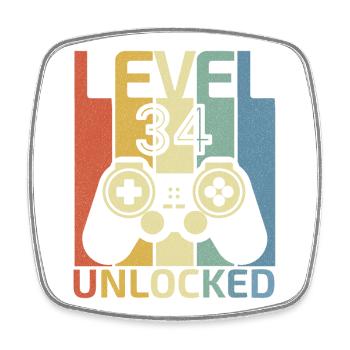 Level 34 Unlocked Funny Video Gamer 34Th Birthday - Square fridge magnet - white - Front