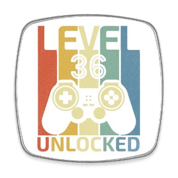 Level 36 freigeschaltet Lustiger Videospieler 36. Geburtstag - Viereckiger Kühlschrankmagnet - Weiß - Vorne