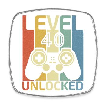 Level 40 Unlocked Funny Video Gamer 40Th Birthday - Square fridge magnet - white - Front