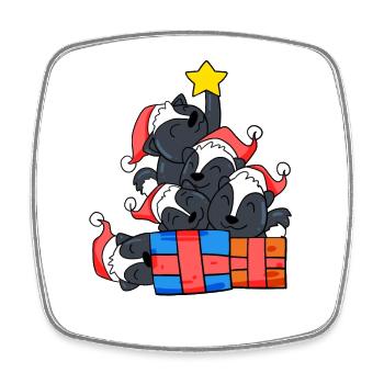 Skunk Arbre de Noël Noël - Magnet carré - blanc - Devant
