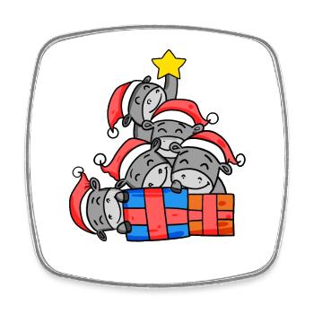 Esel Weihnachtsbaum Weihnachten - Viereckiger Kühlschrankmagnet - Weiß - Vorne