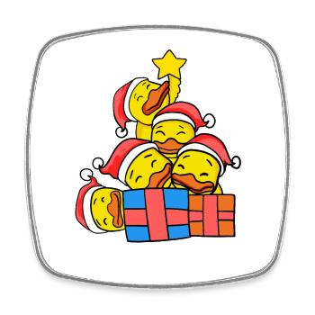Canard sapin de Noël Noël - Magnet carré - blanc - Devant