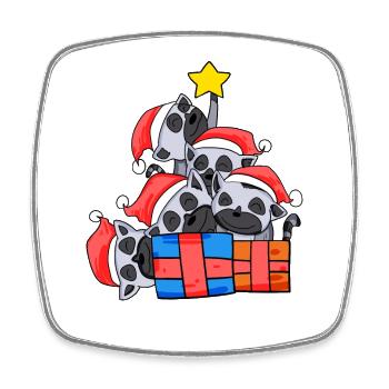 Lémurien Lémuriens Arbre de Noël Noël - Magnet carré - blanc - Devant