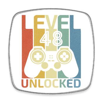 Level 48 freigeschaltet Lustiger Videospieler 48. Geburtstag - Viereckiger Kühlschrankmagnet - Weiß - Vorne