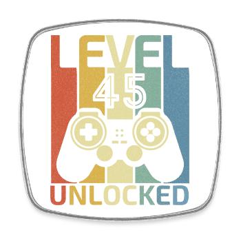 Level 45 freigeschaltet Lustiger Videospieler 45. Geburtstag - Viereckiger Kühlschrankmagnet - Weiß - Vorne