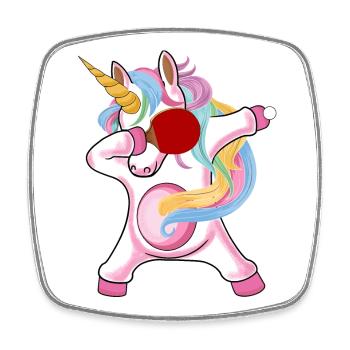 Unicorn Unicorn with Table Tennis Racket for - Square fridge magnet - white - Front