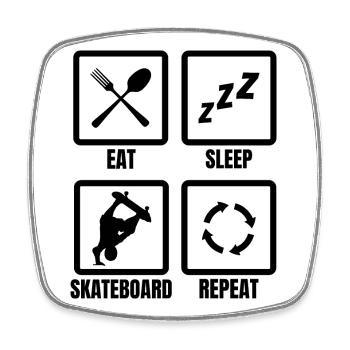 Skateboarding Routine - Square fridge magnet - white - Front