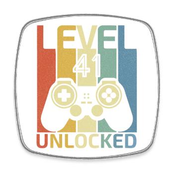 Level 41 freigeschaltet Lustiger Videospieler 41. Geburtstag - Viereckiger Kühlschrankmagnet - Weiß - Vorne