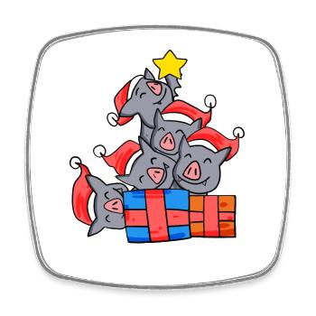 Chauve-souris arbre de Noël Noël - Magnet carré - blanc - Devant