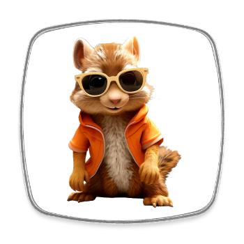 Squirrel Sunglasses I love squirrels - Square fridge magnet - white - Front