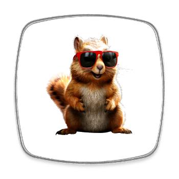 Squirrel Sunglasses I Love Squirrel - Square fridge magnet - white - Front