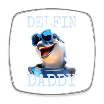 Delfin Daddy Papa Delfine Vatertag Delphin Dad - Viereckiger Kühlschrankmagnet - Weiß - Vorne