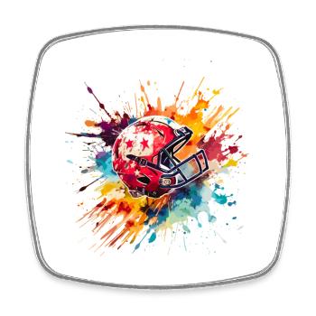 American Football Helmet Splash Color Explosion - Square fridge magnet - white - Front