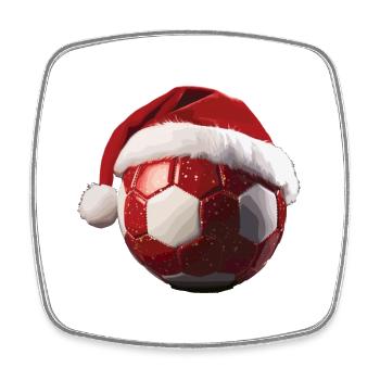 Football Noël Père Noël chapeau boule - Magnet carré - blanc - Devant