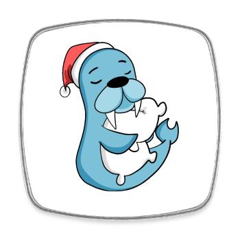 Lion de mer mignon fatigué Noël - Magnet carré - blanc - Devant