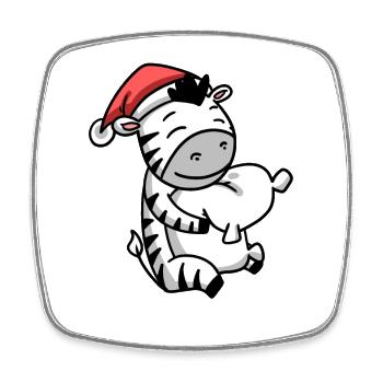 Zebra Niedlich Müde Weihnachten - Viereckiger Kühlschrankmagnet - Weiß - Vorne