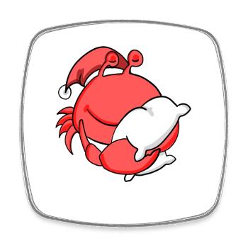 Crabe Mignon Fatigué Noël - Magnet carré - blanc - Devant
