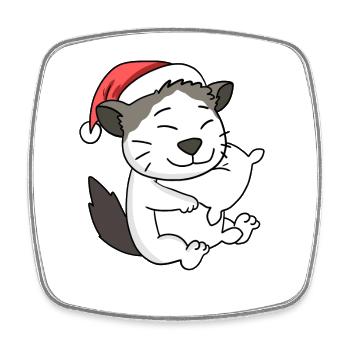 Chat Mignon Ragdoll Fatigué Noël - Magnet carré - blanc - Devant