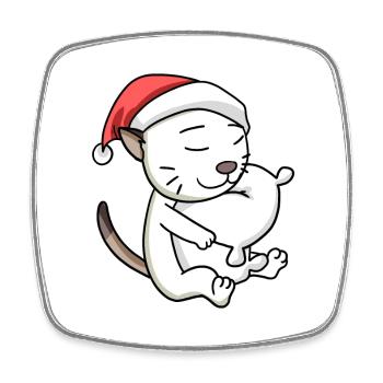 Chat Mignon Colorpoint Shorthair Fatigué Noël - Magnet carré - blanc - Devant