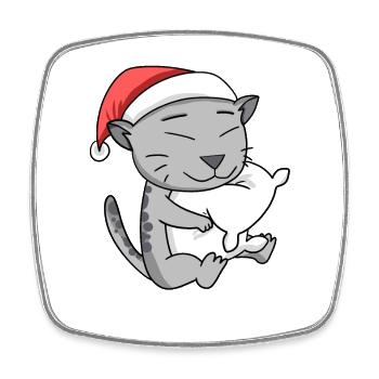 Chat Mignon Égyptien Mau Fatigué Noël - Magnet carré - blanc - Devant