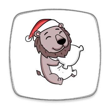 Lion Mignon Fatigué Noël - Magnet carré - blanc - Devant