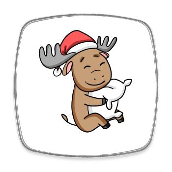 orignal cerf mignon fatigué Noël - Magnet carré - blanc - Devant