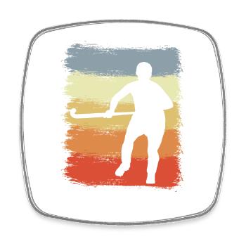 Vintage Feldhockey - Viereckiger Kühlschrankmagnet - Weiß - Vorne