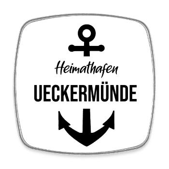 Heimathafen Ueckermünde - Viereckiger Kühlschrankmagnet - Weiß - Vorne