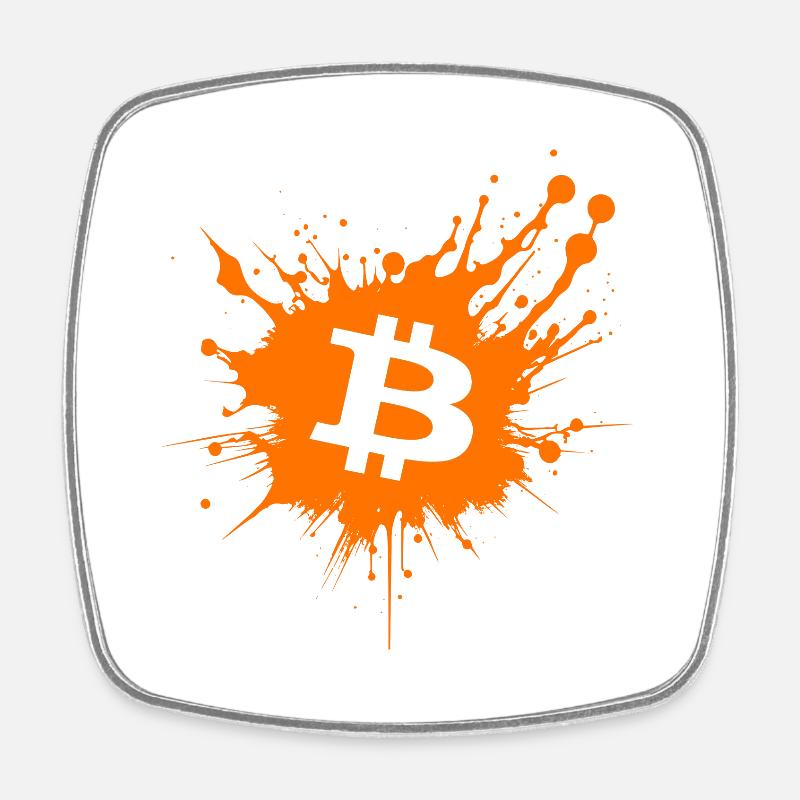 Bitcoin Crypto Cryptocurrency Splash - Magnet carré - blanc