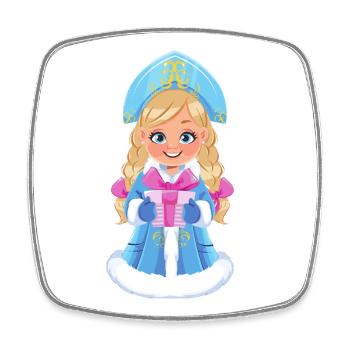Ded Moroz Snegurotschka russischer Weihnachtsmann - Viereckiger Kühlschrankmagnet - Weiß - Vorne