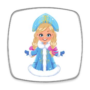 Ded Moroz Snegurotschka russischer Weihnachtsmann - Viereckiger Kühlschrankmagnet - Weiß - Vorne