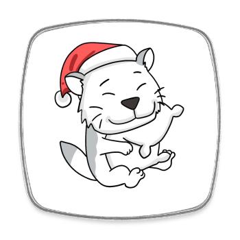 Chat Mignon Burmilla Fatigué Noël - Magnet carré - blanc - Devant