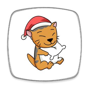 Cat Cute Scottish Fold-Eared Cat Tired - Square fridge magnet - white - Front
