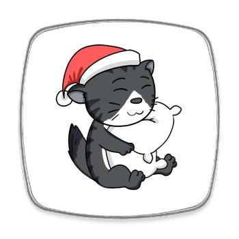 Cat, Cute, Norwegian Forest Cat, Tired - Square fridge magnet - white - Front