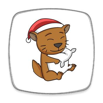 Chat Mignon Chat Somali Fatigué Noël - Magnet carré - blanc - Devant