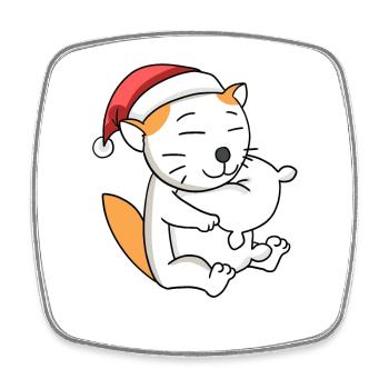 Katze Niedlich Selkirk Rex Müde Weihnachten - Viereckiger Kühlschrankmagnet - Weiß - Vorne