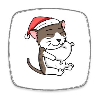 Katze Niedlich Burma-Katze Müde Weihnachten - Viereckiger Kühlschrankmagnet - Weiß - Vorne