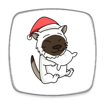 Katze Niedlich Birma-Katze Müde Weihnachten - Viereckiger Kühlschrankmagnet - Weiß - Vorne