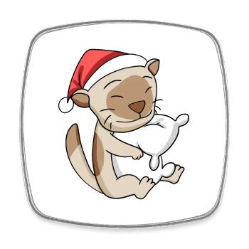 Katze Niedlich Burma-Katze Müde Weihnachten - Viereckiger Kühlschrankmagnet - Weiß - Vorne