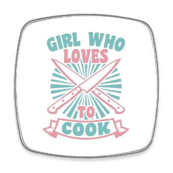 Cook - Square fridge magnet - white - Front