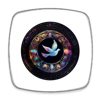 Colombe de lumière dans le cercle cosmique - Magnet carré - blanc - Devant