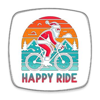 Festive Santa Cycling Illustration - Square fridge magnet - white - Front